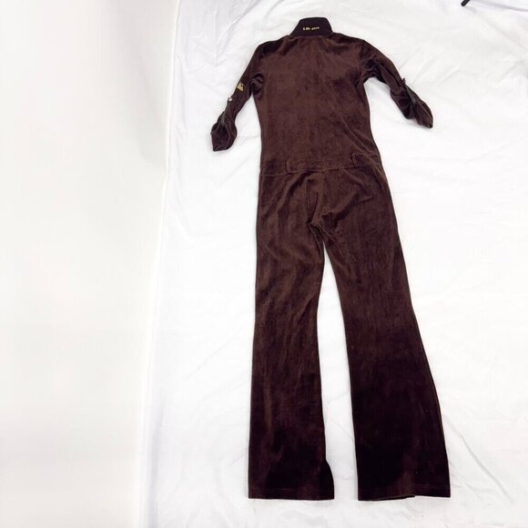 BROWN VELVET ZIP UP TRACK SUIT SIZE SMALL - Picture 2 of 8
